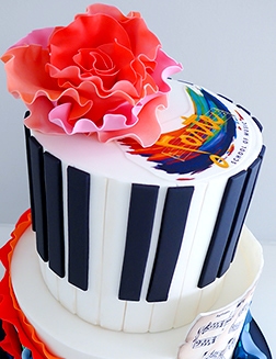 forte piano music school corporate cake